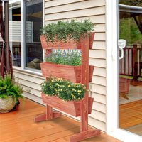 3 Tier Raised Garden Bed Wooden Elevated Vegetabl Planter Grow Box