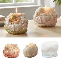 LZ124 3D Cute Flower Baby Candle Molds DIY Sleeping Angel Soap Gypsum Ornament Resin Silicone Mold For Home Decoration