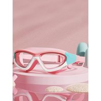 Children's High-definition Waterproof And Anti Fog Swimming Large Frame Glasses, Convenient Goggles Silicone Connected Earplugs