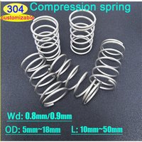 10 Pcs 304 Stainless Steel Micro Small Compression Spring Wire Diameter 0.8mm/0.9mm OD:5mm-18mm L: 10mm~50mm Customizable