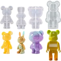 Bear Silicone Mold 3D Cartoon Astronaut Rabbit Handmade Pendant Mold Art Casting Molds for Jewelry Making Moule Resine Epoxy