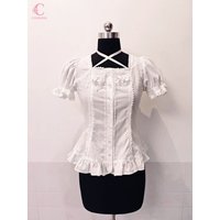 Sweet Lolita Lace Tie Puff Sleeve Summer Ruffle 2 Pieces Set Women Bow Brooch Lace Shirt Shorts Set Female Kawaii Daily Clothes