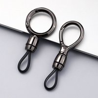 Screw Detachable Car Key Holder Anti-lost Keyring Clip with Leather Strap Lightweight Keychain for Men & Women