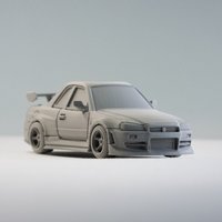 1/64 Nissan GT-R Godzilla 3D Printed Car Model Kit DIY Assembly Educational Toy for JDM Fans