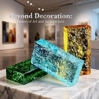 Ice Pattern Solid Color Glass Brick Transparent Square Crystal Brick Background Wall Glass Block Wall Decoration