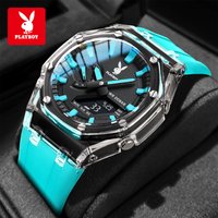 PLAYBOY Luxury Watches Man Electronic Watch Rubber Strap Waterproof Casual Sports Watches For Man 2066