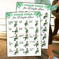 Chair Yoga Chart 30-Day Workout Charts 2 Pieces Chair Yoga Trainer Guide for Senior Beginner Mobility Balance Flexibility