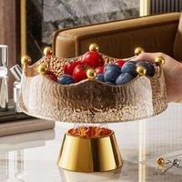 Fruit Bowl Luxury Serving Tray Fruit Bowl with Forks Golden Table Decoration Multifunctional Candy Dish home Table Decor