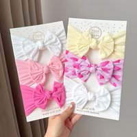 3Pcs/lot Big Bows Headband for Baby Girls Elastic Nylon Headscarf Infant Toddle Boutique Headcap Hairtie Babe Head Accessories
