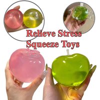 Squishy Green Pink Apple Stress Ball Soft Fidget Sensory Toy for ADHD Autism Slow Rebound Squeeze Toy for Adults Christmas Gift