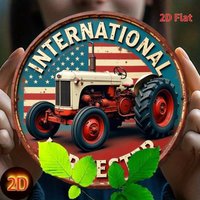 International Harvester Tractor Metal Sign, Vintage Farmhouse Wall Decor Rustic Tin Plaque 8x8" Retro Bar
