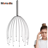 Portable Head Massager Scalp Massager Relief Fatigue Handheld Head Scratcher Metal Head Massager with Rubber Bead For Stress