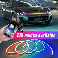 Car Led RGB Hood Light Multicolor Dynamic Scan Start Daytime Running Lights Turn Signal Lamp Truck SUV APP Remote Control 12V