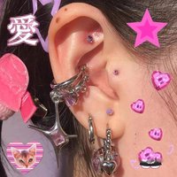 Y2k Accessories Pink Bling Crystal Heart Earrings Korean Fashion Irregular Star Earrings for Women's 2000s Jewelry Aesthetic