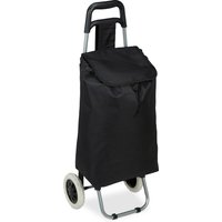 Einkaufstrolley, mit abnehmbarer Tasche, für Einkäufe und Strand, faltbar, 28 L, Polyester, Kunststoff, schwarz, 92,5 x 42 x 28 cm, Einkaufswagen, Relaxdays