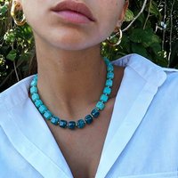 New Boho Rainbow Transparent Resin Cube Beaded Necklace, Fashion Versatile Square Bead Choker Jewelry for Women Wholesale
