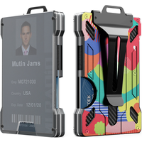 Minimalist Wallet for Men- Slim Aluminum Metal Money Clip Wallet with Clear ID Card Holder, RFID Blocking, Holds up 15 Cards