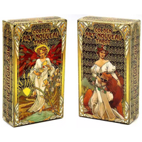 Golden Art Nouveau Tarot Cards 78 Pcs Deck, Classic Divination Tarot, Art Nouveau Style Fortune Telling Cards Party Board Game