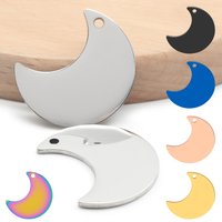 100Pcs Hot Sale Stainless Steel Moon Necklace Jewelry Can Be Engraved Dog Tag Small Gifts Custom Lettering Anti-loss