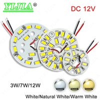 10pcs High Quality 3W 7W 12W LED Light Board Warm Natural White DC12V With 15cmWire Lamp Beads Board For DIY Downlight Spotlight