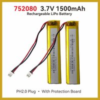 3.7V 1500mAh 752080 Li-Polymer Rechargeable Battery, with Protection Board for RC Toys GPS Bluetooth Speaker DIY