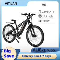 48V15AH BATTERY City Electric Bike Adult E-bike 500W E-Mountain bike VITILAN M5 27.5" x 2.8" CST Puncture-proof Tires electric bike