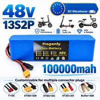 48V 100Ah 13S2P Lithium-Ionen-Akku-Pack mit BMS 54,6V Ladegerät für 350-750W Elektrofahrrad E-Scooter EU-Lagerbestand 3-7 Tage Lieferzeit