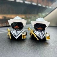 Set of 2 Cute Beer Duck Design Car Decorations - Retro Style Cool Black Duck Statue Ornaments
