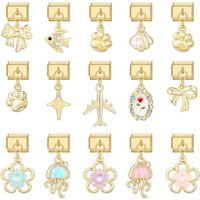 Golden Charm Strawberry Cherry Butterfly Rose Mushroom Italian Charm Links Fit 9mm Bracelet Stainless Steel DIY Jewelry Making