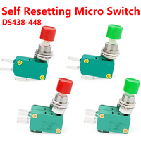 5/20/100PCS DS-438 DS-448 Momentary Red /Green 12mm Push Button Switch Actuator Micro Limit Switch 6.3mm 4.8mm Contact 16A/250V