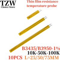 TZW 10PCS NTC thermistor temperature sensor Film resistance probe MF55 B3435 B3950 10K 50K 100K 25MM 50MM 75MM
