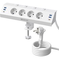 Desktop USB Socket Power Strip with individual Switches, Desk EU Plug Multiple Socket with USB C PD 20W, 2m Cable for Home