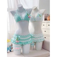 Y2k Sweet Cherry Patchwork Bikini Set Women Sexy Beach Style Japanese Polka Dot Print Vacation Pool Party Bodycon Summer