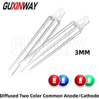 50pcs F3 3mm Diffused Two Color Common Anode/Cathode Round LED Red Blue Green Bi-Color Diode Light Emitting