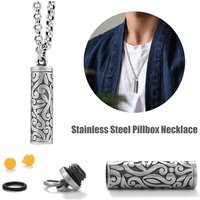 1PC Stainless Steel Pill Case Holder Pill Box Cylinder Urn Pendant Memorial Necklace Jewelry