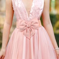 Spring/Summer New Bow Belt Women's Fashion Dress Decorated with Elastic Waist Cover for Daily Commuting