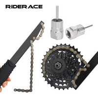 Bicycle Flywheel Removal Tool Kit With Cassette Wrench 12 Teeth Bike Chain Whip Cassette Sprocket Remover Tool MTB Repair Tools
