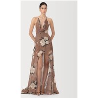 Sexy Halter Swinging Neck Printed Split Maxi Dress Women Sleeveless Backless Floral Printing Slim Dresses Evening Party Gowns