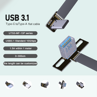Double 90 Degree USB Type A female To USB C Cable Ribbon Flat FPV Angled Up Down USB 3.0 Type-C Fast Charging Data Cable 3A
