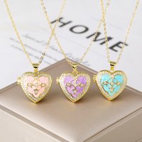 Romantic Heart Necklace for Women Gold Plated Enamel Crystal Openable Photo Holder Pendant Multiple Colors Fashion Jewelry Gift