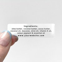 50pcs 45x15mm Custom Text Package Ingredient Clear Stickers Labels Sheet Small Stickers For Business Transparent Stickers