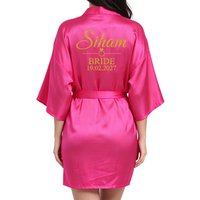 Customizable Robe for Bride Bridesmaid with Name And Date Birthday Party Gown Add Any Text Bathrobe - Unique Giftin