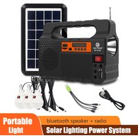 Portable Solar Panel Power Lighting Generator Kit with 3 LED Bulbs Outdoor Camping Hiking Solar Lighting Small Home System