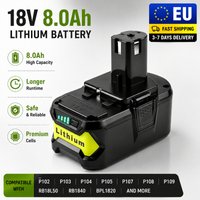 Ryobi P108 18V 8,0Ah Lithium-Ionen-Akku Ersatz für P102 P103 P104 P105 P107 Wiederaufladbarer Elektrowerkzeug-Akku EU Schnelle Lieferung