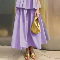 Krisstargirl 2025 New Loose Pleated Maxi Skirt for Women Summer Spring Fall Cotton Pockets A-line Long Skirt Bottoms Woman 2025