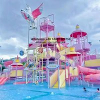 Large Outdoor Amusement Equipment Water Park Playground Equipment Steel Water Castle Slide Commercial Use