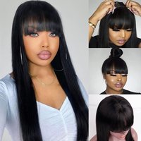 Straight Human Hair Wigs with Bangs 14-22 Inch Machine Made Wigs For Women Brazilian Hair Straight Wigs Natural Color