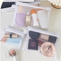 Fashion Small Large Black Organizer Toiletry and Makeup Pouch Transparent Mesh Zipper Cosmetic Bag Women Necessary Organizer