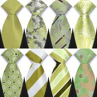Luxury 8CM Mens Necktie Green Color Floral Paisley Ties For Man Groom Jacquard Woven Neck Tie For Business Wedding Party