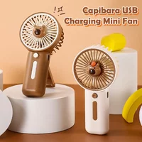 Outdoors Mini Fan with High Wind Power Portable Capibala Handheld Fan USB Charging 3-speed Wind Speed Summer Cooling Child Gifts